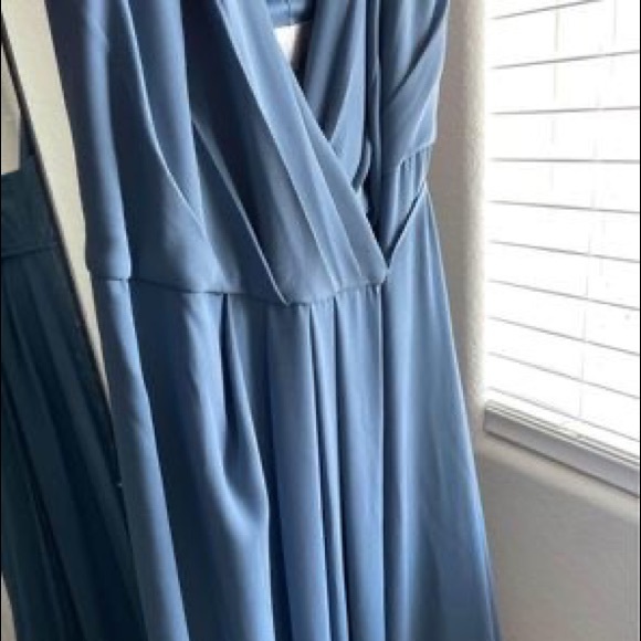 David’s Bridal Double Strap long Georgette Bridesmaid Wrap Dress - Picture 2 of 6